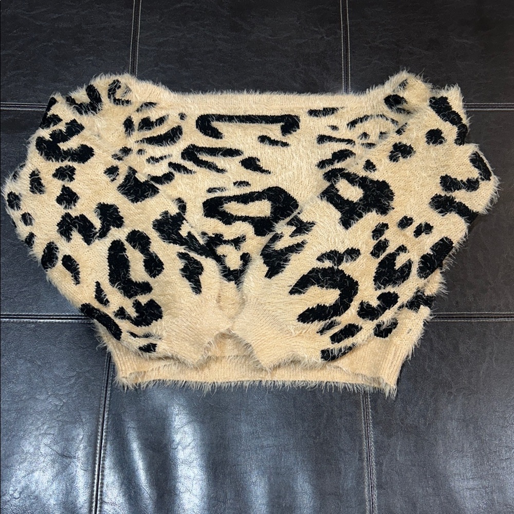 Lulus Off-The-Shoulder Leopard Sweater - Picture 8 of 9